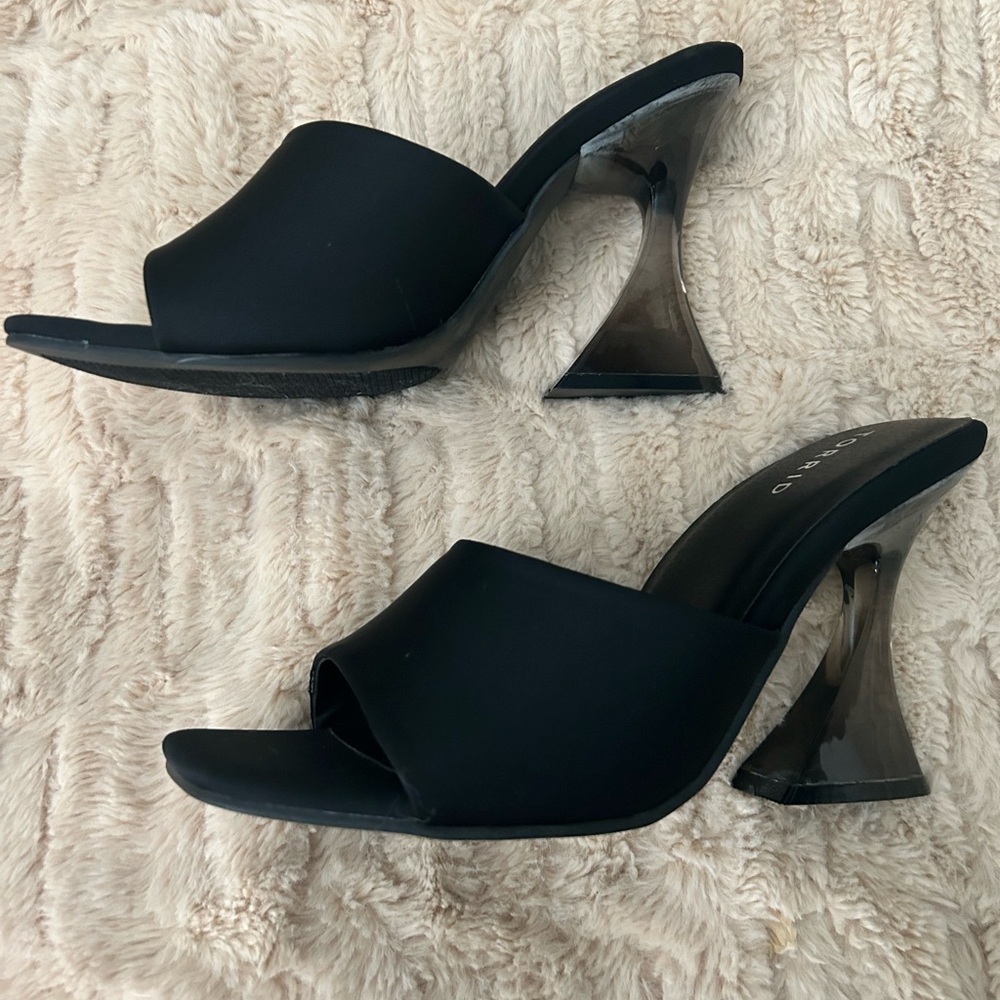 Torrid Lucite Flare Clear Heel Slide Sandal Shoe